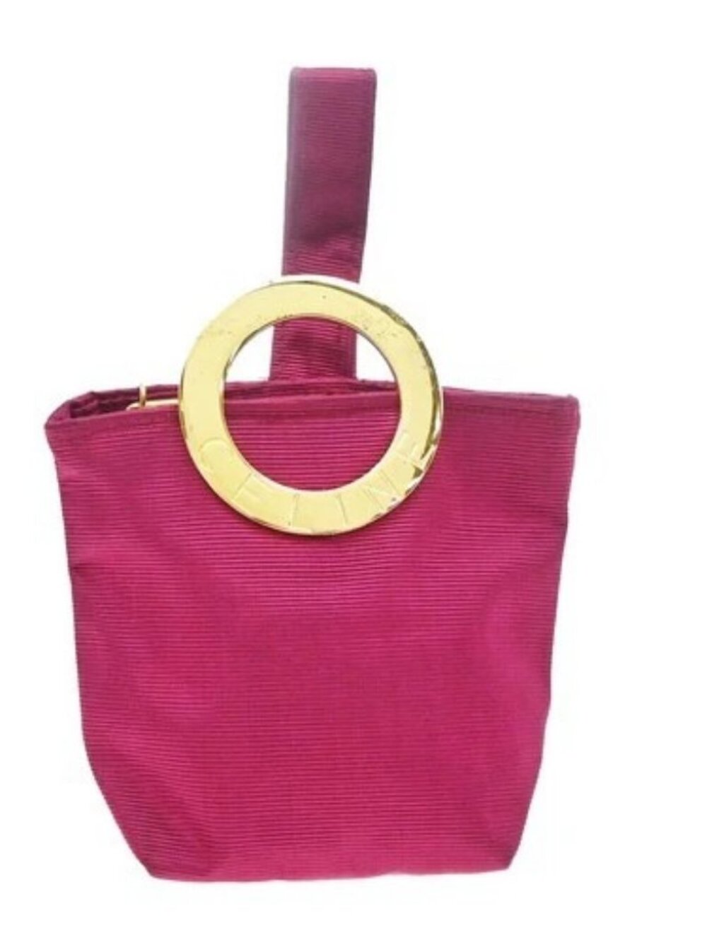 CELINE Circle Logo Shoulder Mini Hand Pouch Bag Leather Purple GHW 02KD761